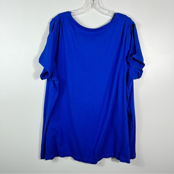 Roamans Women’s Plus Size Royal Blue Twist Cutout Short Sleeve Top 22/24 1X - Picture 2 of 4